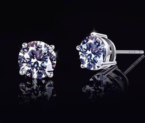 Real Moissanite Earring Studs Round Cut Moissanite 925 Etsy