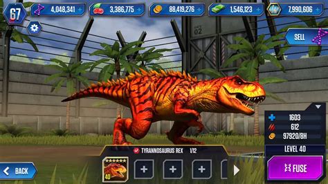 Jurassic World The Game Tyrannosaurus Rex Level 40 Youtube