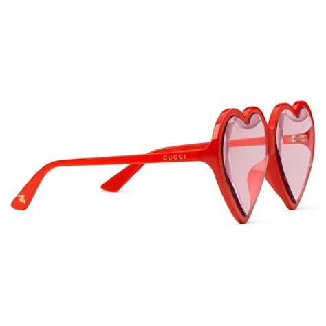 Gucci Acetate Heart Sunglasses With Optimal Fit Red Heart Gucci Eyewear Avvenice