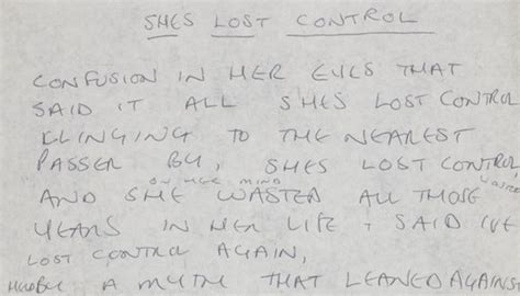 The Lyrics To Shes Lost Control Image Jo Castle Museums Heritage