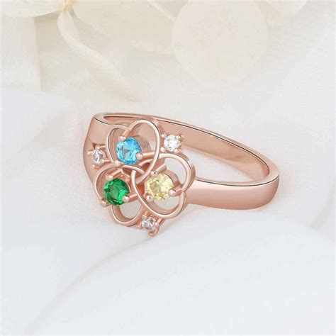 Rose Gold Birthstone Rings Mothers Rings 925 Sterling Silver
