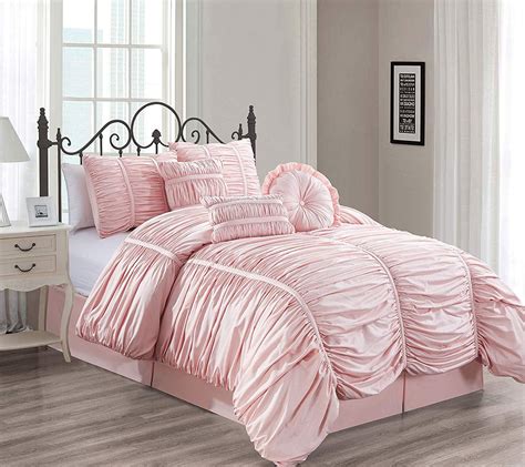 Chezmoi Collection Chic Piece Ruched Ruffle Pleated Comforter Bedding