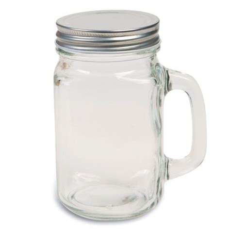 Buy Glass Mason Jar With Handle And Lid 16 Oz Pack Of 12 At Sands Worldwide