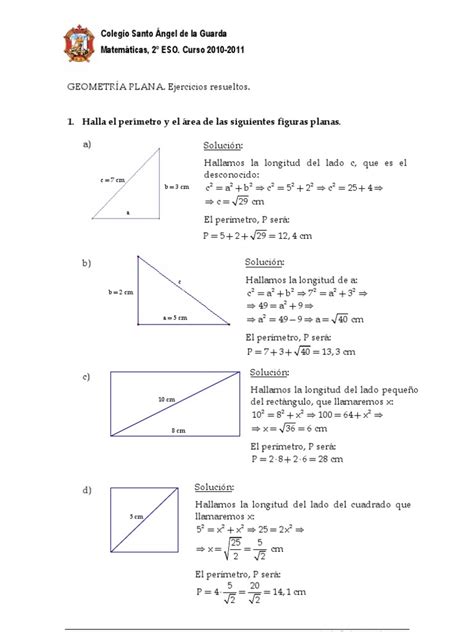 Ejercicios Resueltos Geometria Plana Triángulo Geometría