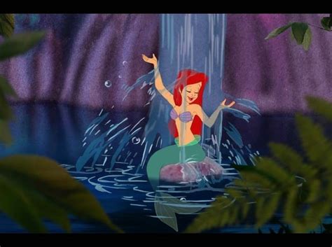 Disney Photo Ariel Under Waterfall How Mermaids Shower Disney Art