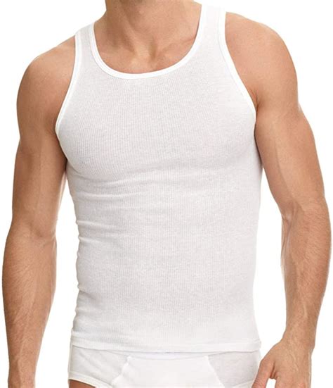 Mens 100 Cotton Tank Top A Shirt Wife Beater Undershirt Ribbed Black