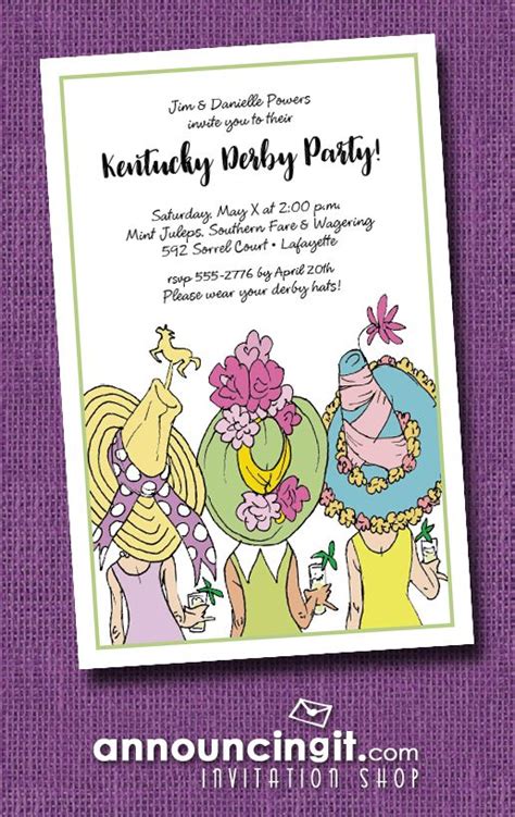 derby day hats party invitations derby party invitations kentucky derby party invitations