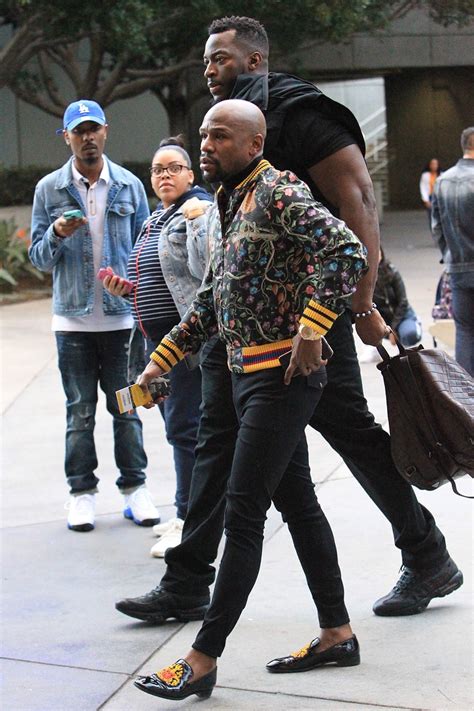 According to sources, his bodyguards are paid around $150,000 a year. Floyd Mayweather Wearing Gucci Floral Bomber Jacket | Sandra Rose