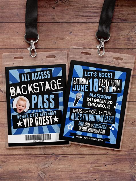 VIP PASS Backstage Pass Concert Ticket Birthday Invitation Etsy