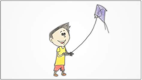 How To Draw A Boy Flying Kite Step By Step Youtube