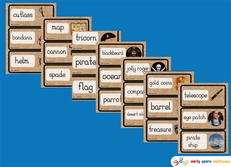 Pirate Themed Word Cards Hessian Background Early Years Staffroom