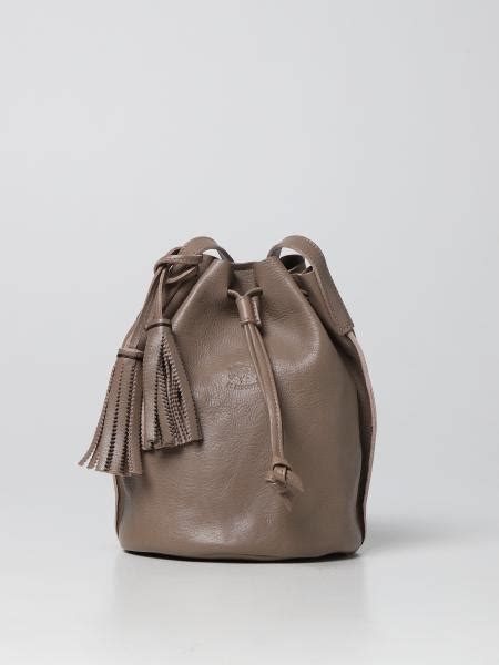 Il Bisonte Silvia Soft Leather Bucket Bag Dove Grey Il Bisonte