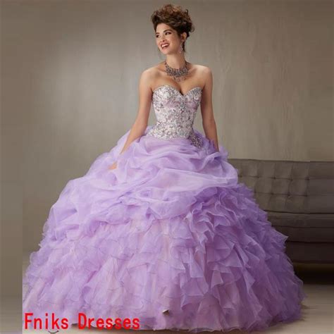 2016 New Lilac Quinceanera Dresses With Jacket Layered Ruffles Organza