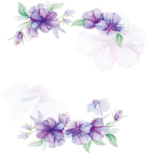Purple Watercolor Flowers Vector Material Png And Psd Acuarela Floral