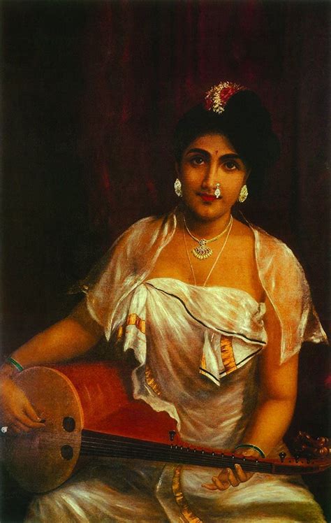 Lady Playing The Veena Raja Ravi Varma Canvas Art Painting Painting