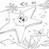 Starfish Coloring Colouring Fish Sheet Star Printable Cute Sea sketch template