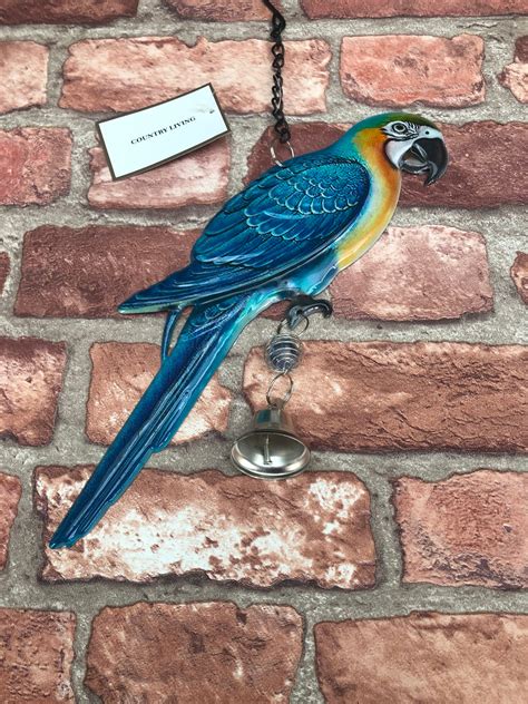 Hanging Metal Parrot Wall Decoration Outdoor Garden Wind Etsy