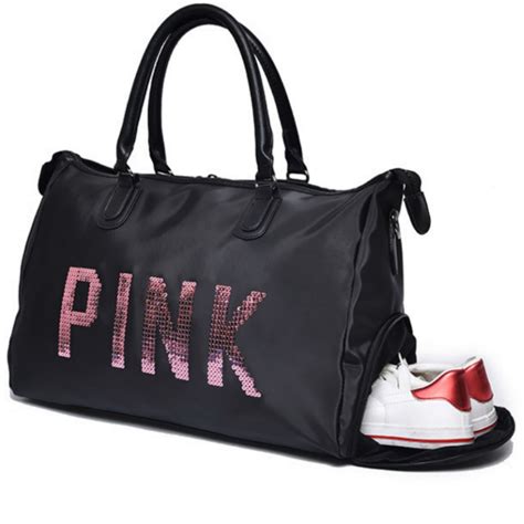 2018 Sequins Love Pink Gym Fitness Sports Bag Shoulder Crossbody Shoes