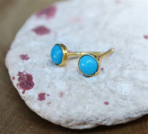 Sleeping Beauty Turquoise Stud Earrings In K Gold Fill