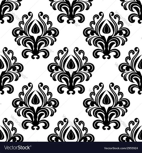 Black Floral Damask Seamless Pattern Royalty Free Vector