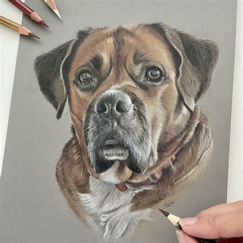 Hundeportrait Zeichnung Nach Fotovorlage Einzigartig