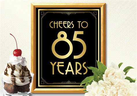 Cheers To 85 Years Happy 85th Birthday Cheers To 85 Years Sign 85th