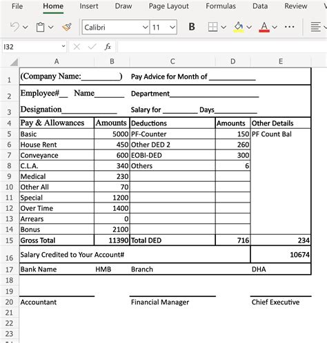 Salary Slip Format In Excel And Word Semioffice Com