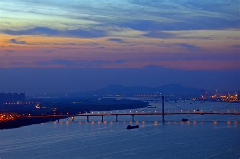 Wallpaper Sunlight Sunset Sea Cityscape Bay China Reflection