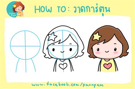 สอนวาดการ์ตูนครึ่งตัวแบบง่า Pannpam การ์ตูน สร้าง สุข