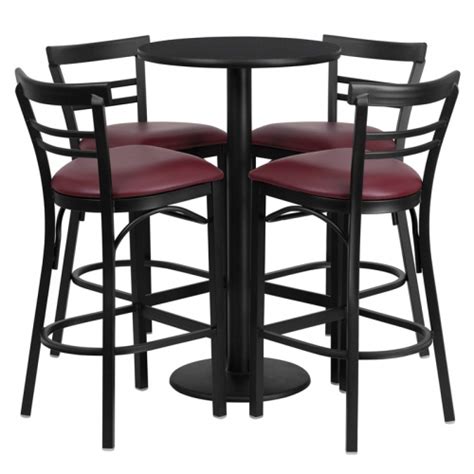 Flash Furniture 24 Round Black Laminate Table Set With 4 Ladder Back