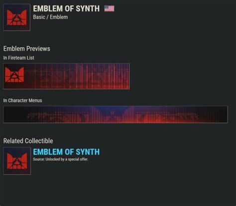 Destiny 2 Emblem Of Synth Emblemcode Is In Hand Instant