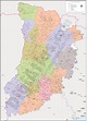 Lleida - province map with municipalities, comarcas and postal codes
