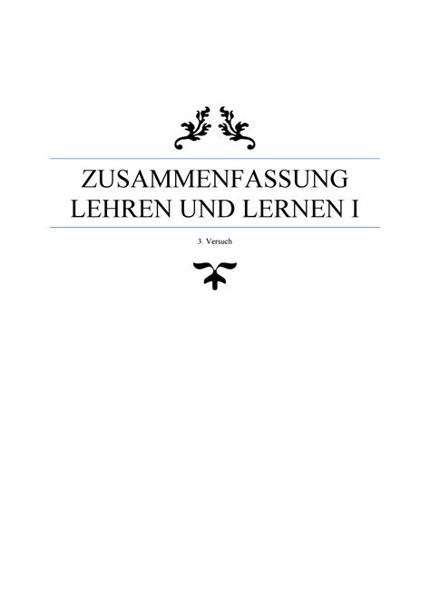 Zusammenfassung Lu L Pdf Fassung Vom Zusammenfassung Lehren Und