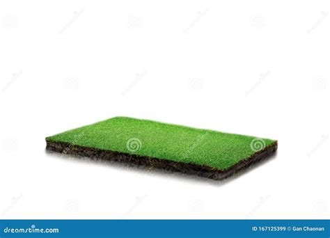 Round Soil Ground Cross Section With Earth Land And Green Grass Stock