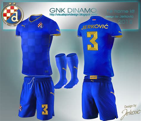 The upper chequers panel is the mirrored image of the skyline at the bottom of the shirt. Visual Football Fantasy Kit Design: DINAMO ZAGREB