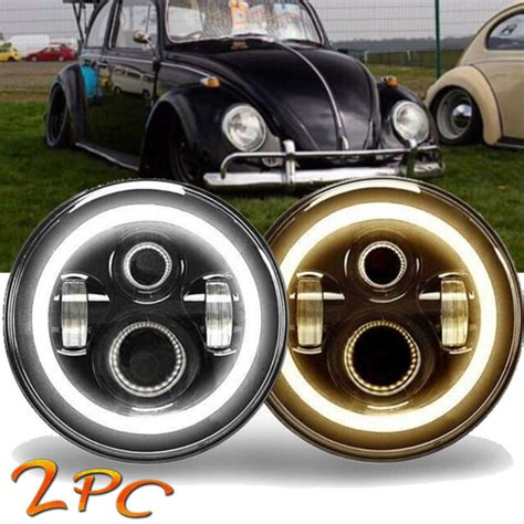 For Vw Beetle Classic 7 Inch Led Headlights Upgrade Hilow Beam Round