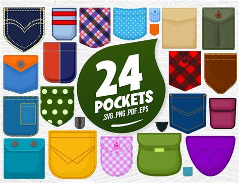24 Cartoon Pockets Svg Design Pocketbundle Pocket Clipart Etsy