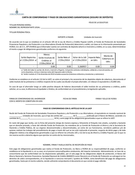 Carta De Conformidad Y Pago De Obligaciones