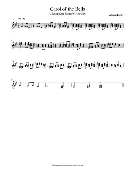 Carol Of The Bells Sheet Music For Saxophone Alto Solo