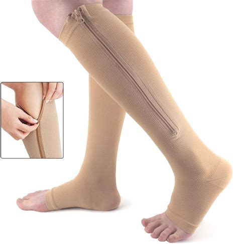 Ailaka Zipper Medical 15 20 Mmhg Compression Socks For Women And Men