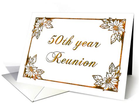 50th Year Reunion Gold Embossing Card 218505