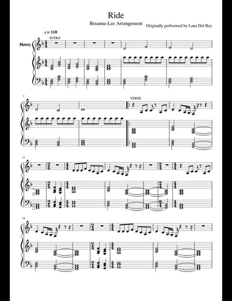 Ride Lana Del Rey Sheet Music For Piano Download Free In Pdf Or Midi