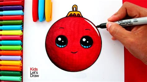 Aprende A Dibujar Una Bola De Navidad Kawaii Fácil How To Draw A Cute