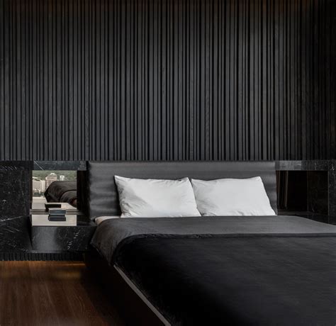 This Bedrooms Textured Accent Wall Was Made With A Variety Of Black