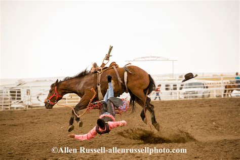 Rocky Boy Rodeo Saddle Bronc Rider Bucked Off Loosing Hat And Boot On