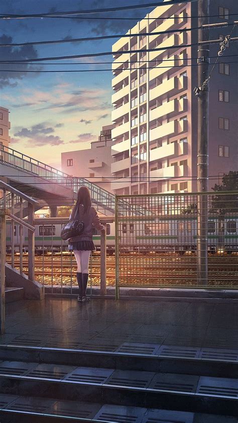Anime Scenery Girl Waiting For Train Anime Scenery Girl Train