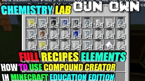 Minecraft Education Edition Full Recipes Chemistry Lab How To Use