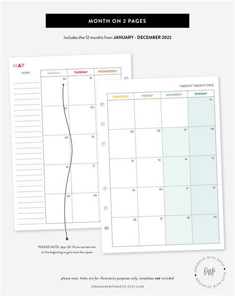 2022 Calendar Page Printable 2022 Monthly Planner Insert Etsy Hot Sex Picture