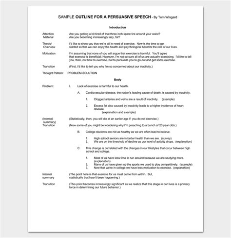 Persuasive Speech Outline Template 15 Examples Samples And Formats