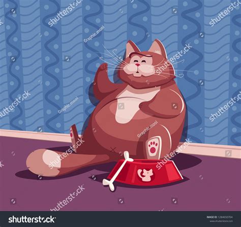 Funny Fat Cat Cartoon Vector Illustration Stock Vector Royalty Free 1284650704 Shutterstock